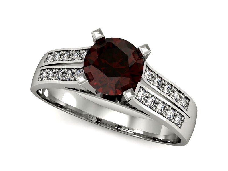 Pierścionek białe złoto z granatem i brylantami - p15011bgr — zdjęcie 4