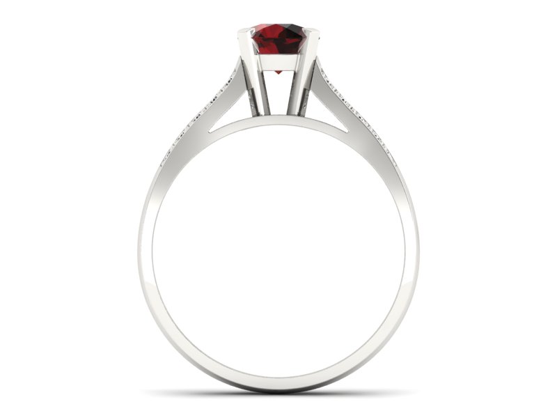 Pierścionek białe złoto z granatem i brylantami - p15011bgr — zdjęcie 2