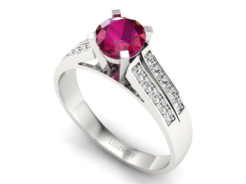 Pierścionek z rubinem i brylantami białe złoto - p15011br — zdjęcie 3