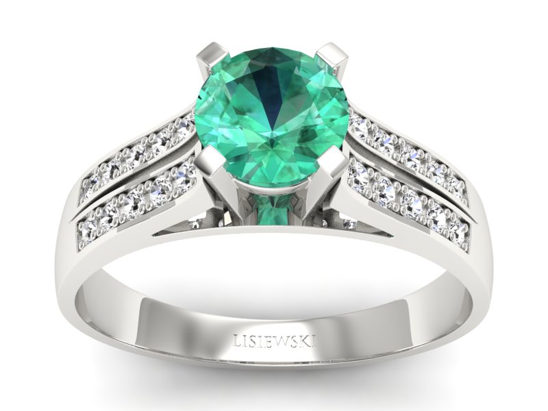 Złoty pierścionek ze szmaragdem i brylantami - p15011bsm