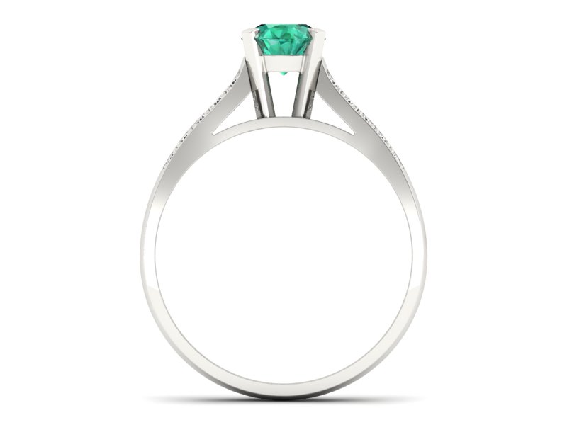 Złoty pierścionek ze szmaragdem i brylantami - p15011bsm — zdjęcie 2