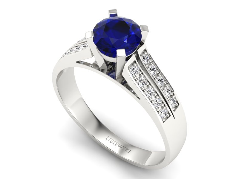 Złoty pierścionek ze spinelem i brylantami - p15011bsp — zdjęcie 3