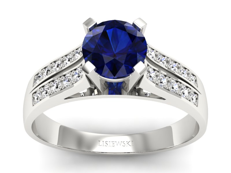 Pierścionek zaręczynowy z szafirem i brylantami - p15011bsz