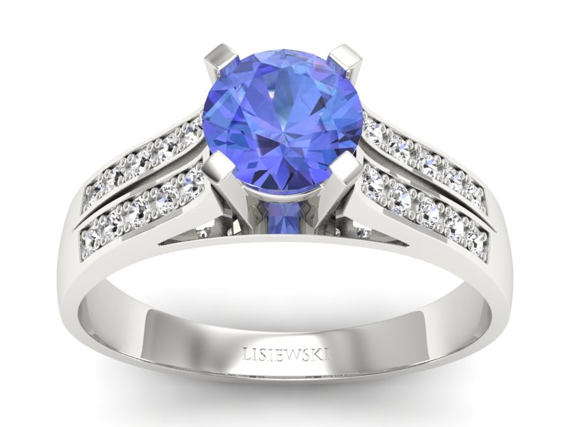 Pierścionek zaręczynowy z tanzanitem z brylantami - p15011bt