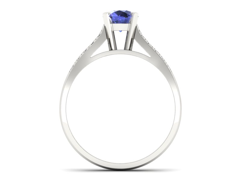 Pierścionek zaręczynowy z tanzanitem z brylantami - p15011bt — zdjęcie 2