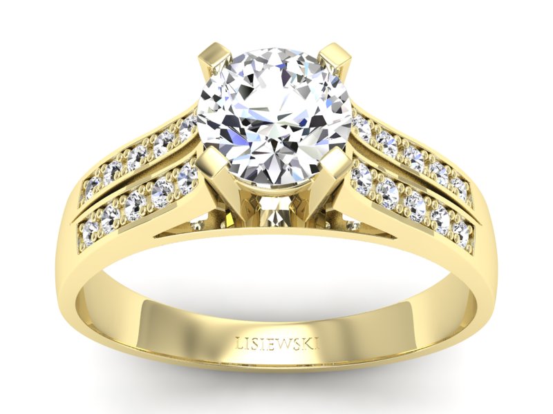 Złoty pierścionek z brylantami żółte złoto - p15011z