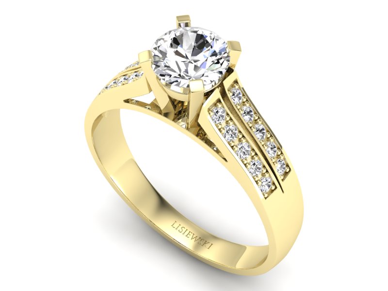 Złoty pierścionek z brylantami żółte złoto - p15011z — zdjęcie 3