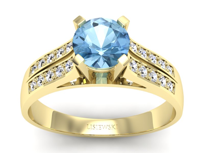 Pierścionek zaręczynowy z topazem z brylantami - p15011za