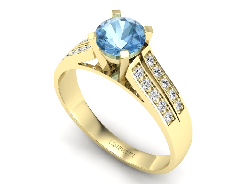 Pierścionek zaręczynowy z topazem z brylantami - p15011za — zdjęcie 3