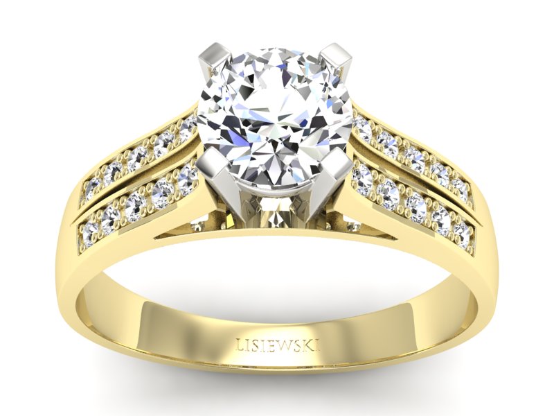 Pierścionek z diamentami żółte i białe złoto - P15011zb