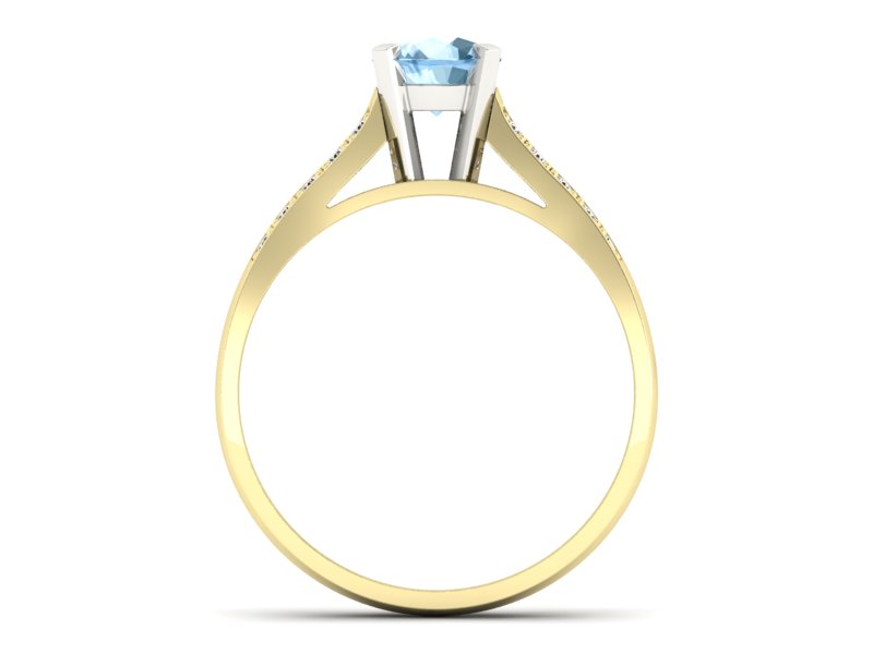 Pierścionek topaz i brylanty białe i żółte złoto - p15011zba — zdjęcie 2