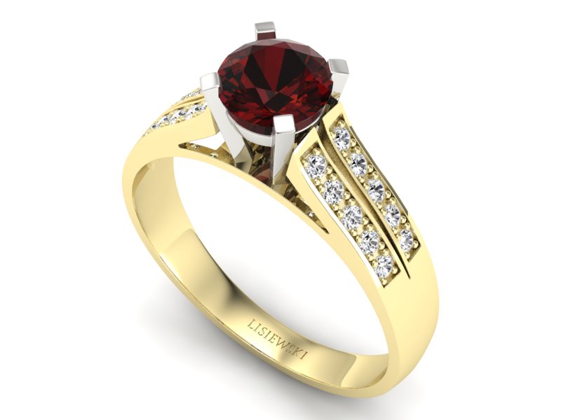 Pierścionek z granatem i brylantami - p15011zbgr — zdjęcie 3