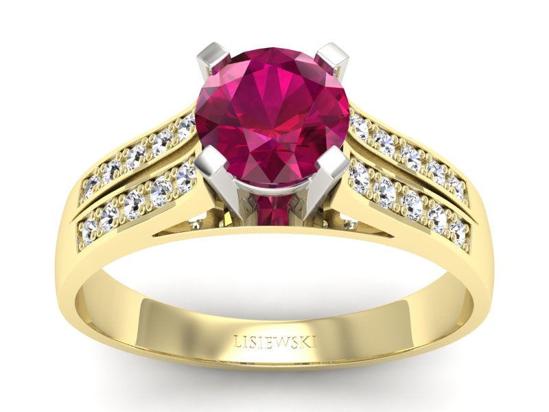 Pierścionek z rubinem i diamentami - p15011zbr