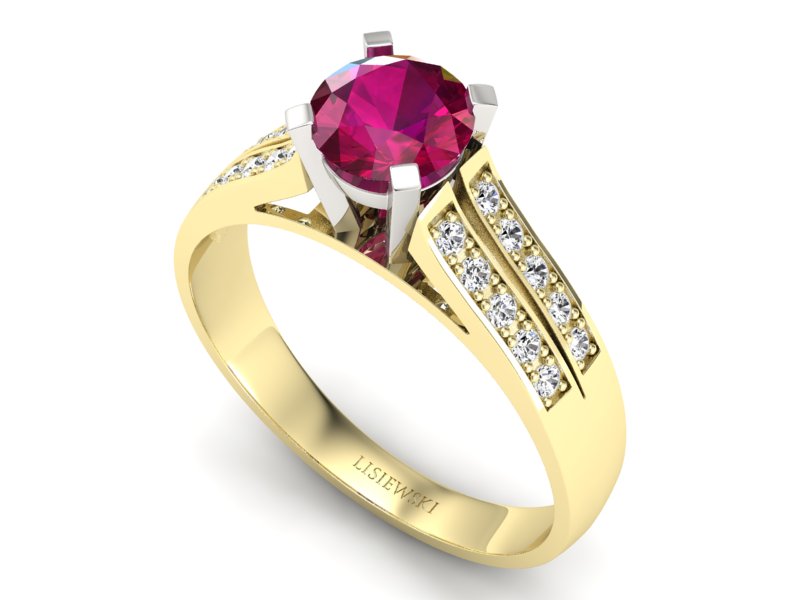 Pierścionek z rubinem i diamentami - p15011zbr — zdjęcie 3