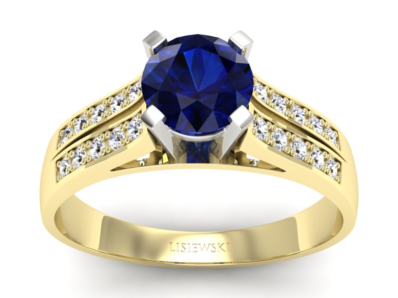 Pierścionek z szafirem i brylantami - p15011zbsz