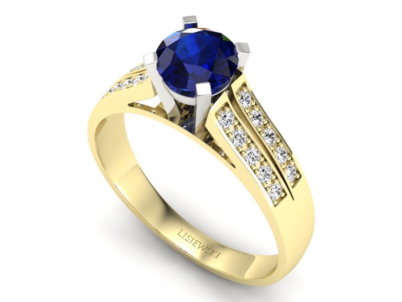 Pierścionek z szafirem i brylantami - p15011zbsz — zdjęcie 3