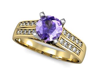 Pierścionek zaręczynowy z tanzanitem i diamentem - p15011zbt - 1