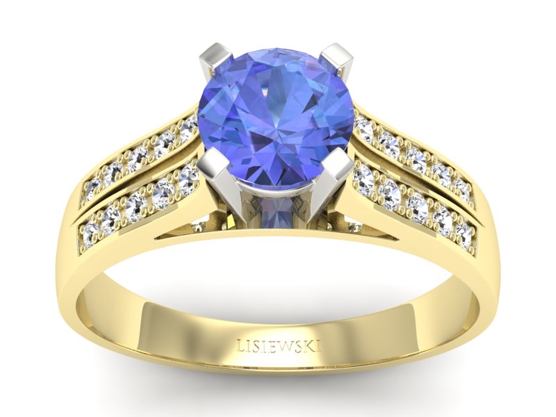 Pierścionek zaręczynowy z tanzanitem i diamentem - p15011zbt