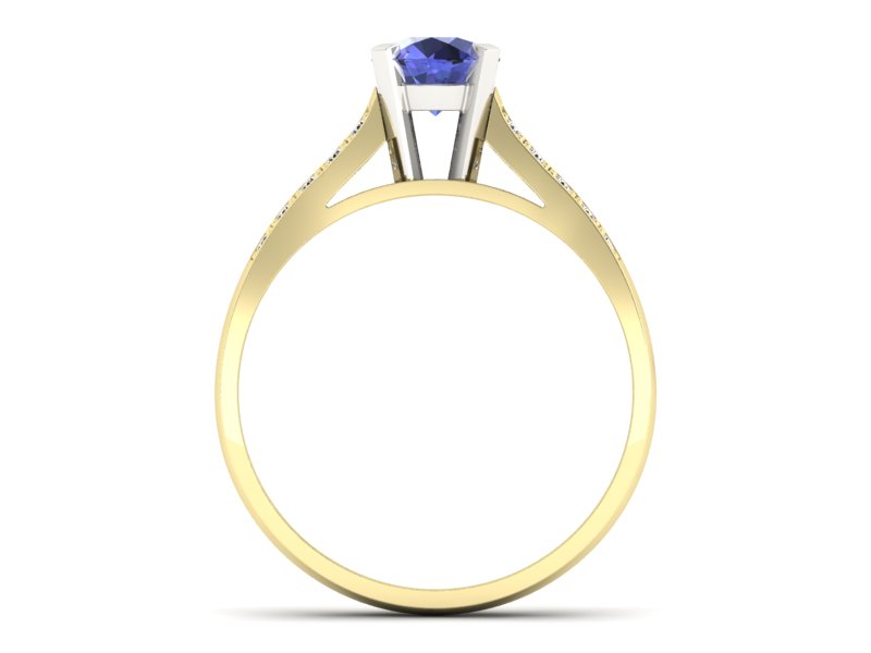 Pierścionek zaręczynowy z tanzanitem i diamentem - p15011zbt — zdjęcie 2