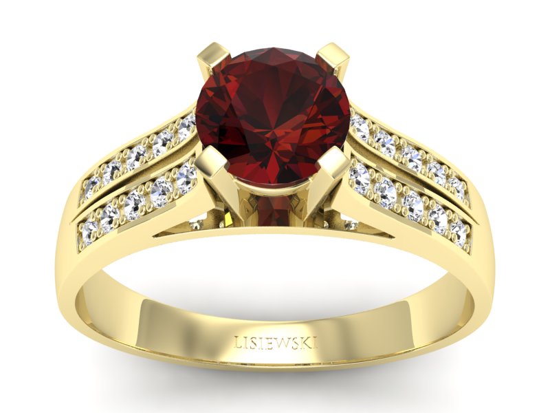 Złoty pierścionek z granatem żółte złoto - p15011zgr