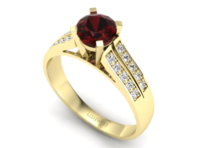 Złoty pierścionek z granatem żółte złoto - p15011zgr — zdjęcie 3