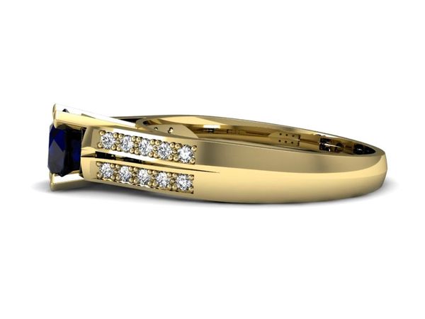 Złoty pierścionek z szafirem i brylantami - p15011zsz