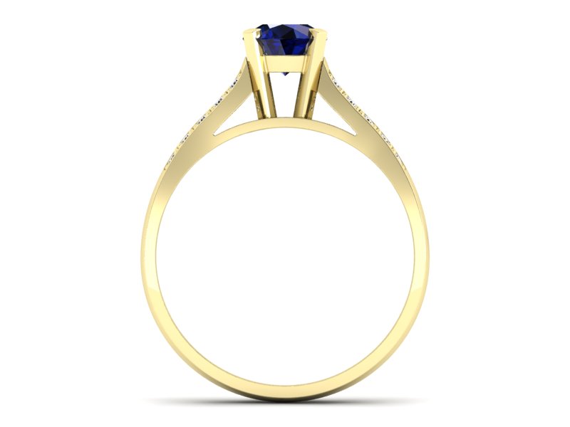 Złoty pierścionek z szafirem i brylantami - p15011zsz — zdjęcie 2