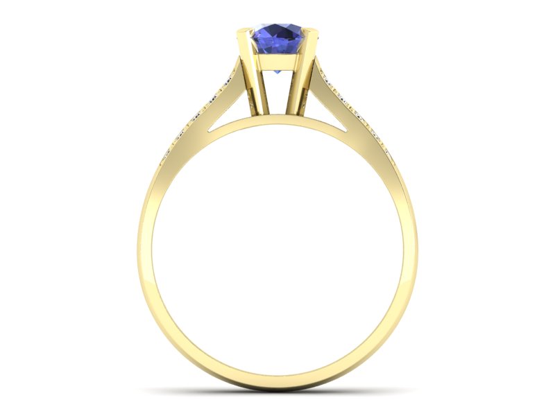 Pierścionek z tanzanitem i brylantami żółte złoto - p15011zt — zdjęcie 2