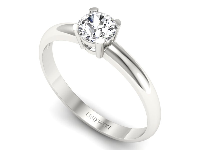 Złoty pierścionek z brylantem białe złoto - p15013b — zdjęcie 3