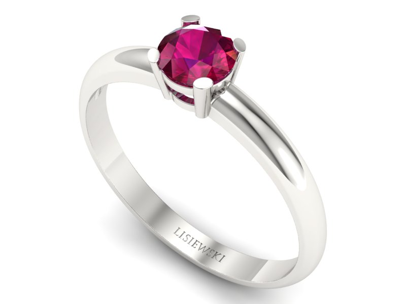 Złoty pierścionek z rubinem białe złoto - p15013br — zdjęcie 3