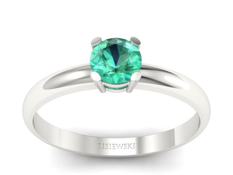 Złoty pierścionek zaręczynowy ze szmaragdem - P15013bszm