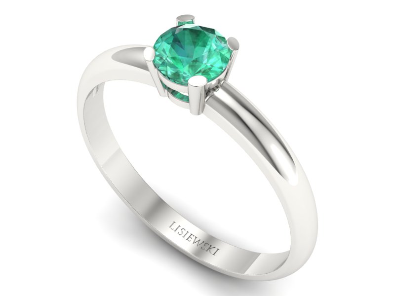 Złoty pierścionek zaręczynowy ze szmaragdem - P15013bszm — zdjęcie 3