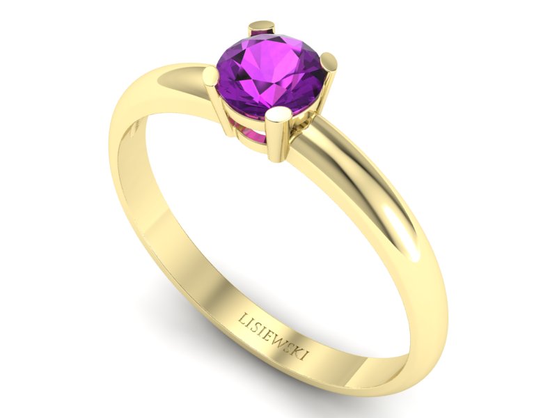Złoty pierścionek z ametystem żółte złoto - p15013zat — zdjęcie 3