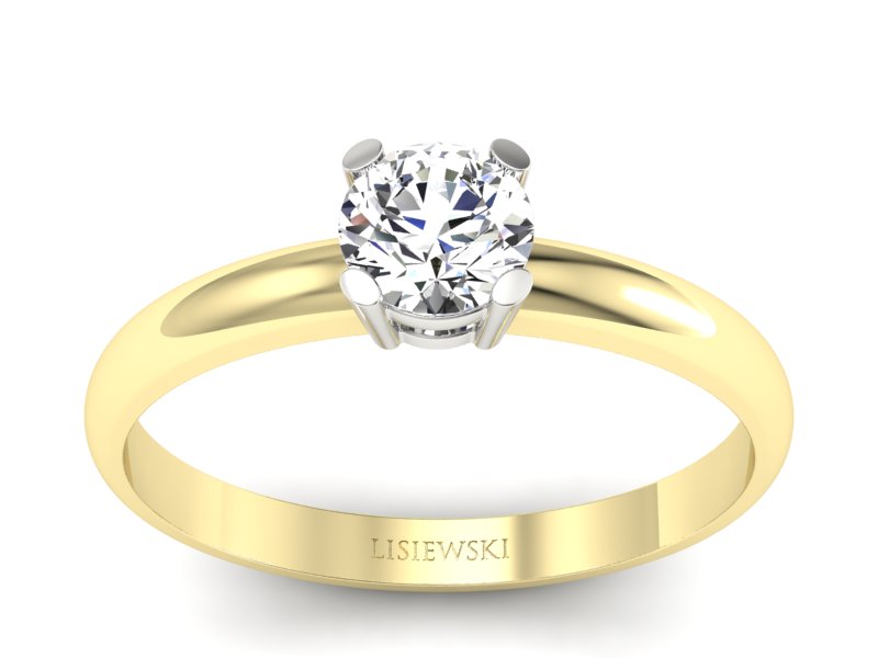 Pierścionek z brylantem żółte i białe złoto - P15013zb