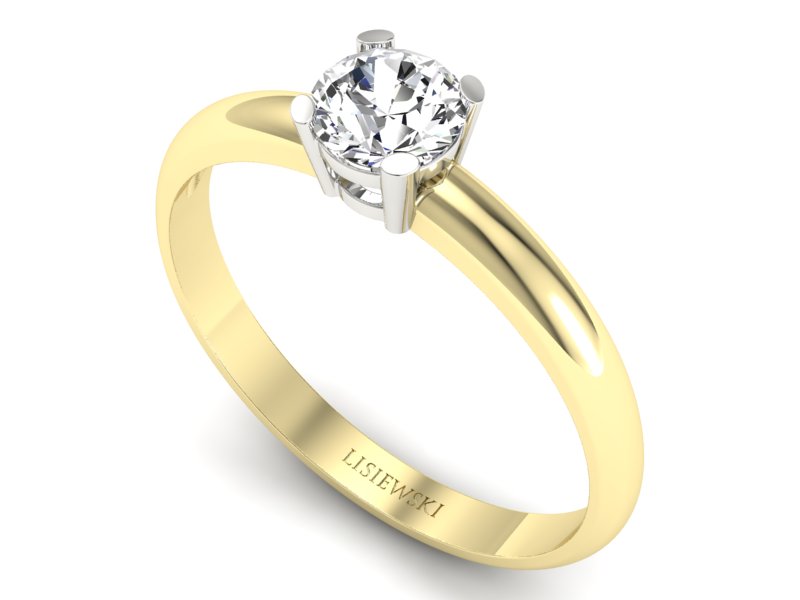 Pierścionek z diamentem żółte i białe złoto - p15013zb_V — zdjęcie 3