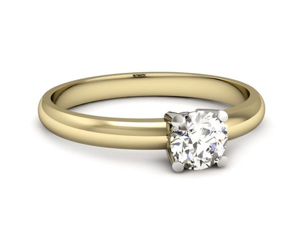 Pierścionek z diamentem żółte i białe złoto 585 - p15013zb_V