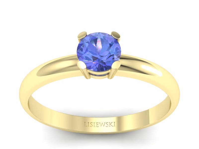 Pierścionek z tanzanitem żółte i białe złoto - p15013zbt