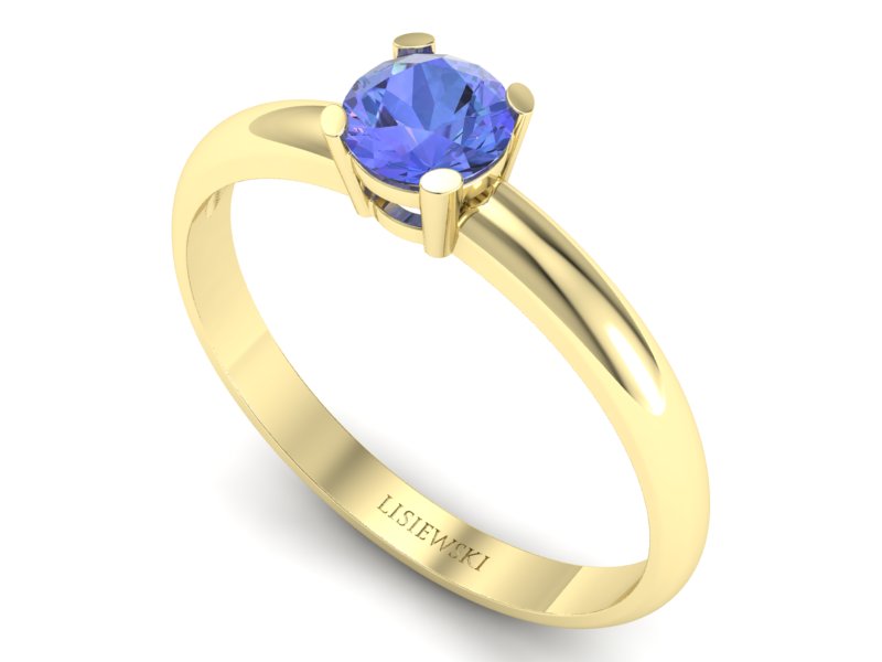 Złoty pierścionek z tanzanitem żółte złoto - p15013zt — zdjęcie 3