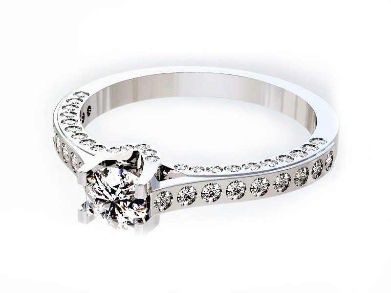 Złoty pierścionek z diamentem i brylantami - P15014b_SI_F — zdjęcie 3