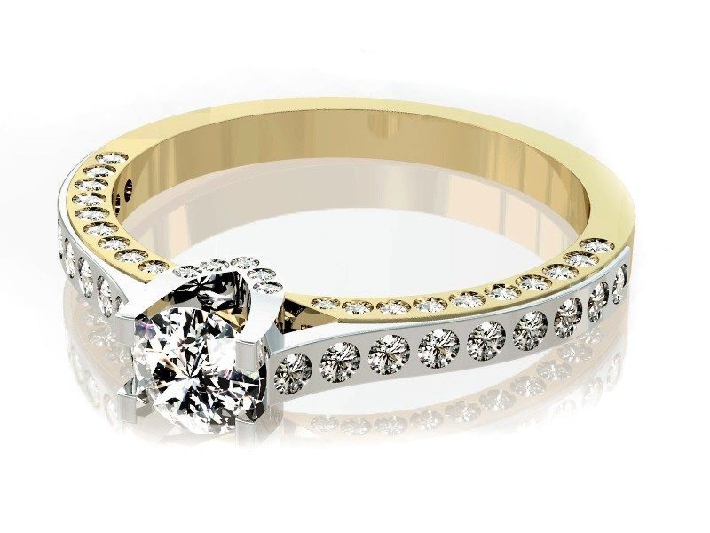 Pierścionek z diamentami żółte i białe złoto - P15014bz_si_h — zdjęcie 3