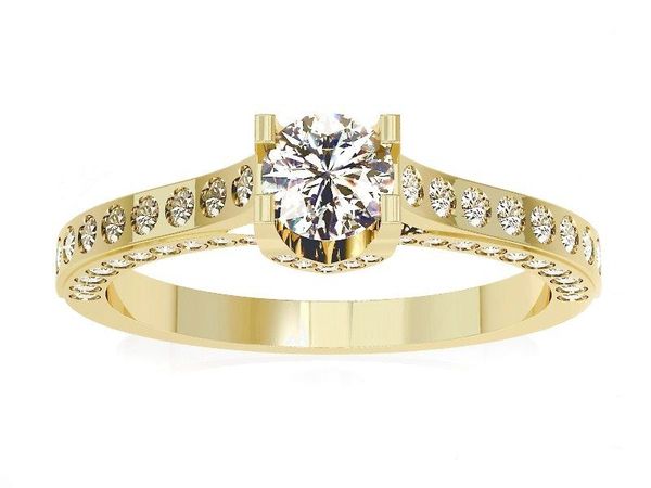 Złoty pierścionek z diamentami żółte złoto próba 585 — P15014z_VS_F