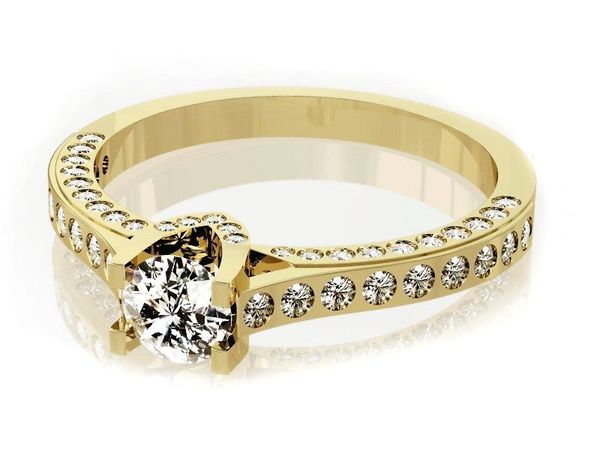 Złoty pierścionek z diamentami żółte złoto - P15014z_VS_F
