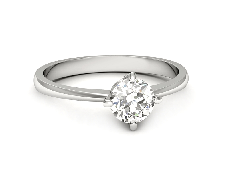 Złoty pierścionek z brylantem białe złoto - P15015bbr_VS_F — zdjęcie 3