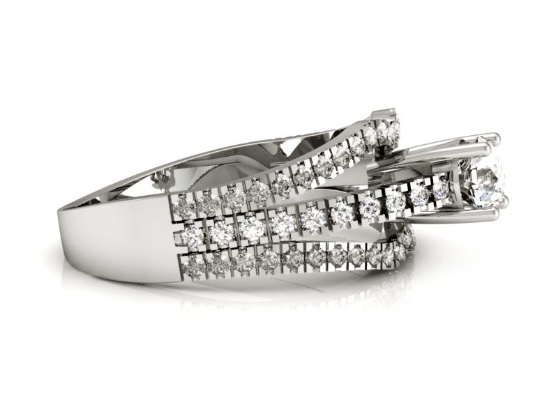 Pierścionek zaręczynowy z brylantem białe złoto - P15016b_ — zdjęcie 2