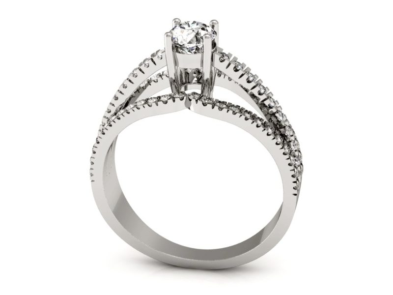 Pierścionek zaręczynowy z brylantem białe złoto - P15016b_ — zdjęcie 3