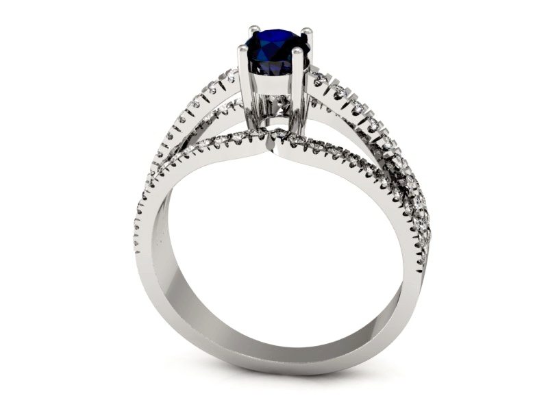 Złoty pierścionek z szafirem i brylantami - P15016bszbr_SI_H — zdjęcie 3