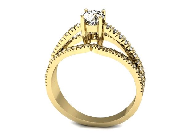 Złoty pierścionek z diamentami złoto 585 - P15016zbr_SI_J
