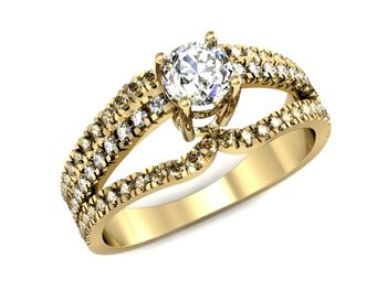 Złoty pierścionek z diamentami złoto 585 - P15016zbr_SI_J - 1