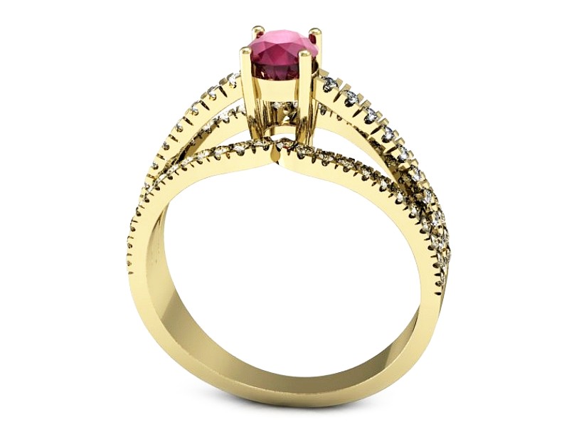 Pierścionek z rubinem i brylantami żółte złoto - p15016zr — zdjęcie 3