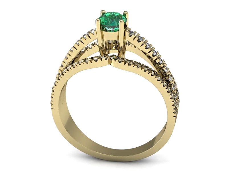 Pierścionek ze szmaragdem i diamentem - p15016zsm — zdjęcie 3